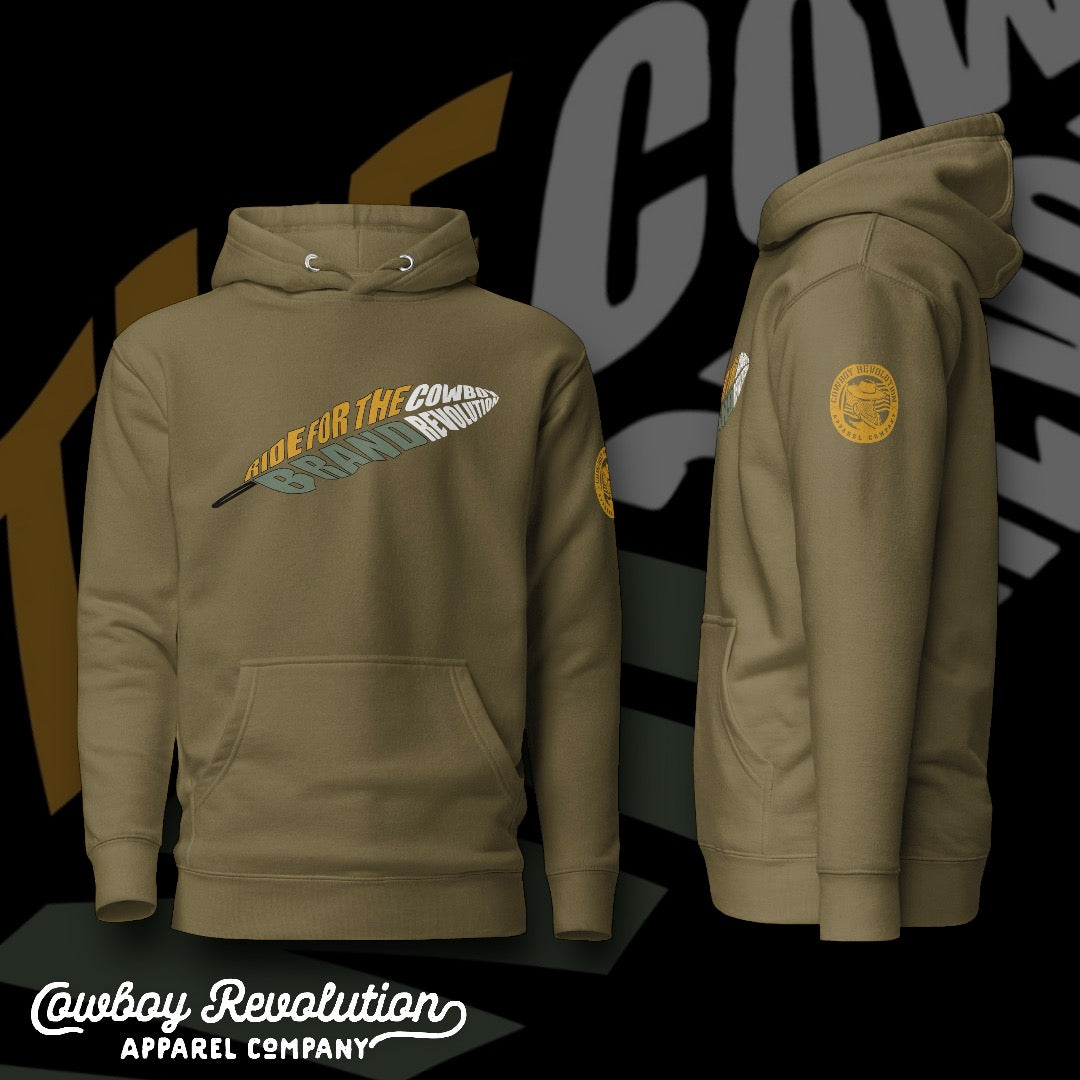 Ride for The Brand Premium Hoodie OD Green Cowboy Revolution L