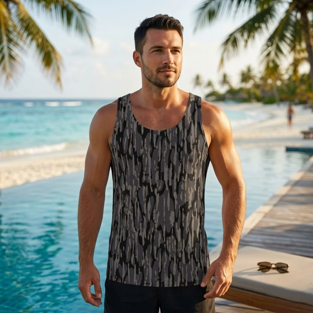 "Atakapa Camo - NOLA Black" Athletic Unisex Tank Top