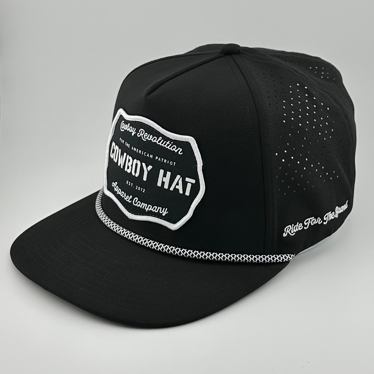 “Cowboy Hat” Performance Patch Rope Hat - Black