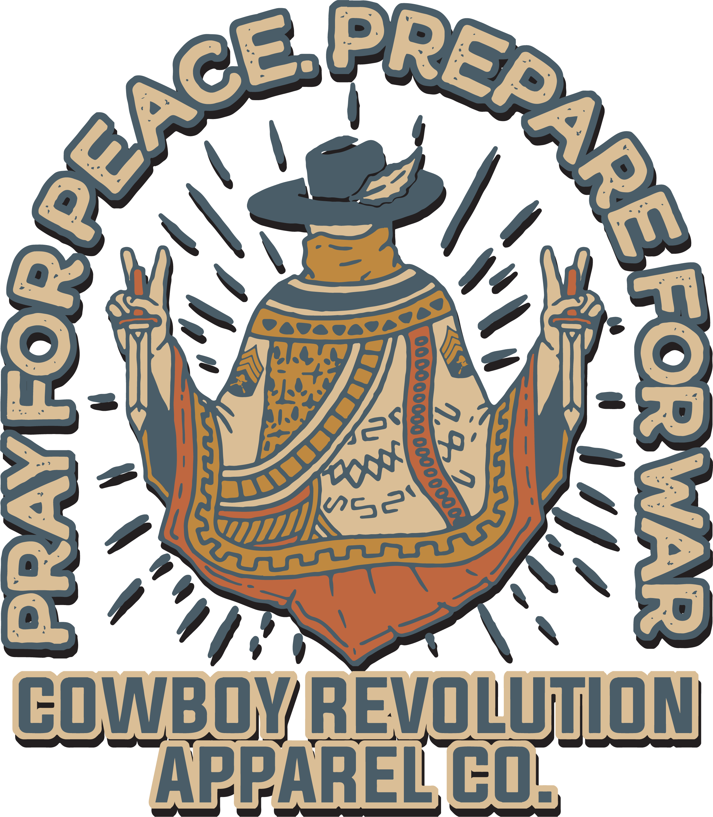 "PRAY FOR PEACE '23" COWBOY REVOLUTION SHORT SLEEVE TRI-BLEND TEE
