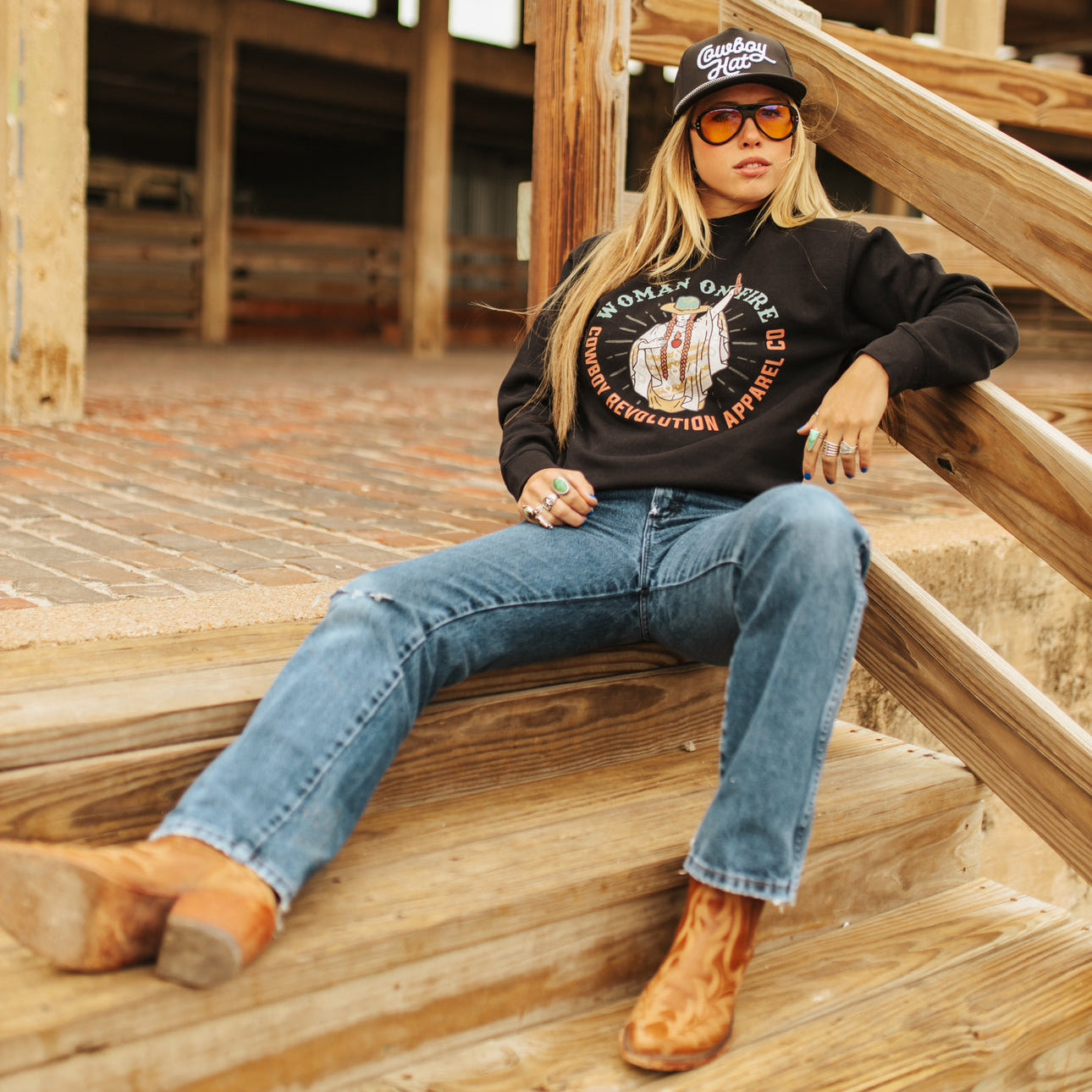 "Woman On Fire" Cowboy Revolution Premium Unisex Hoodie