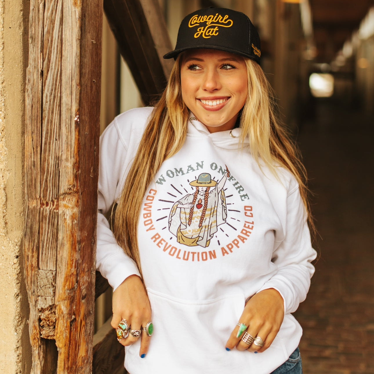 "Woman On Fire" Cowboy Revolution Premium Unisex Hoodie