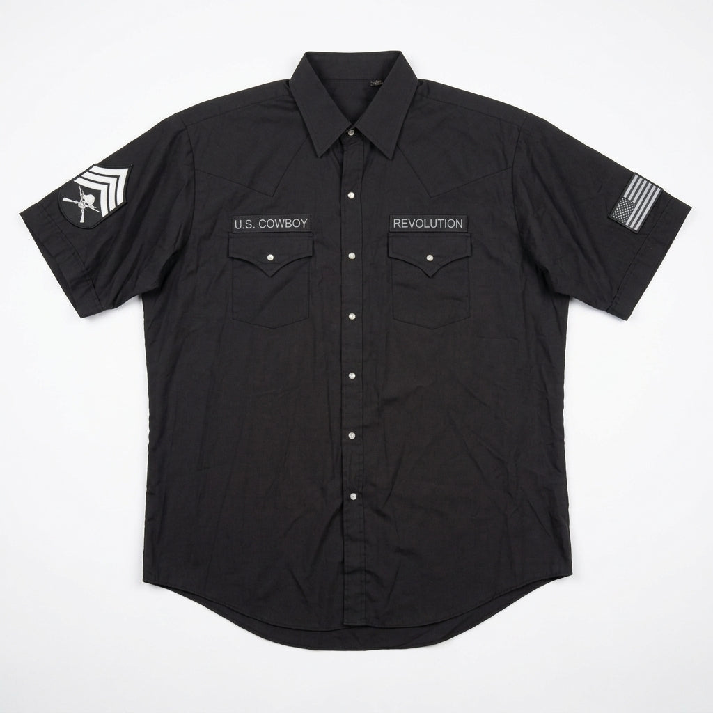 Cowboy Revolution Custom Pearl Snap - Short Sleeve - Black (Size Large)