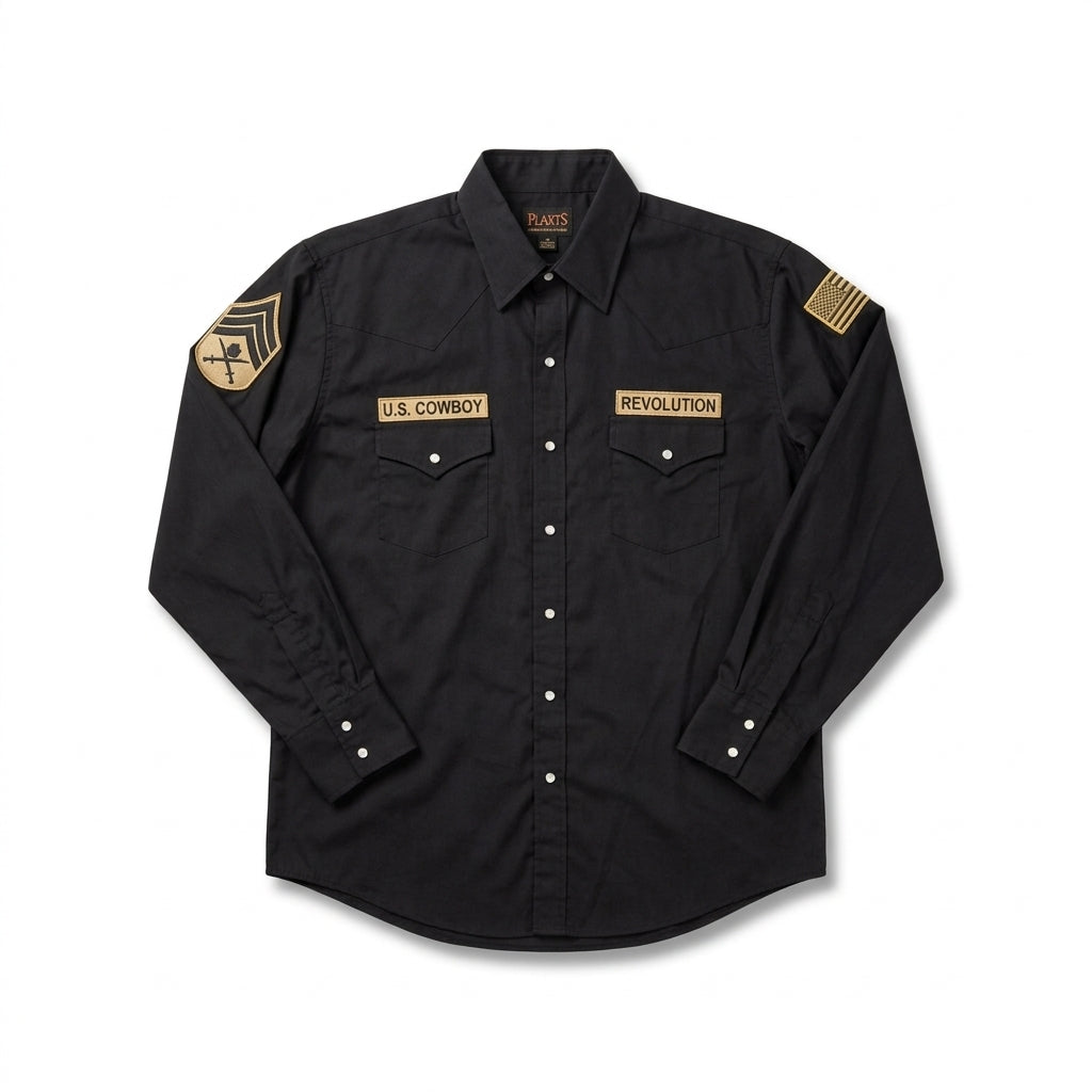 Cowboy Revolution Custom Pearl Snap - Long Sleeve - Black (Size Large)