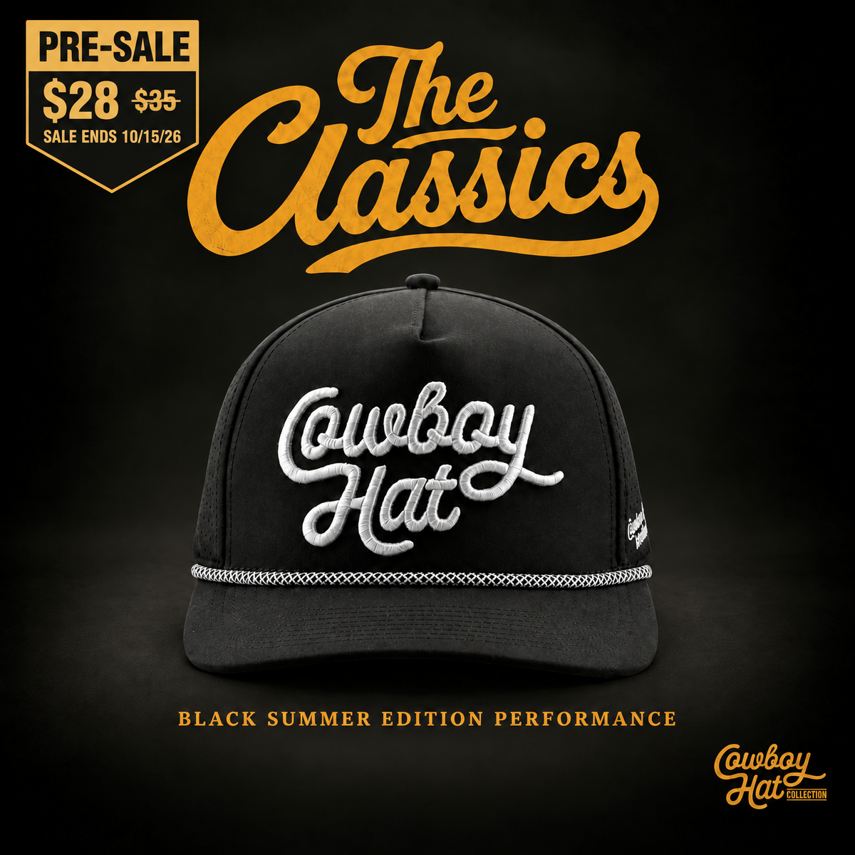 “Cowboy Hat” Summer Edition - Performance Rope Hat - Black