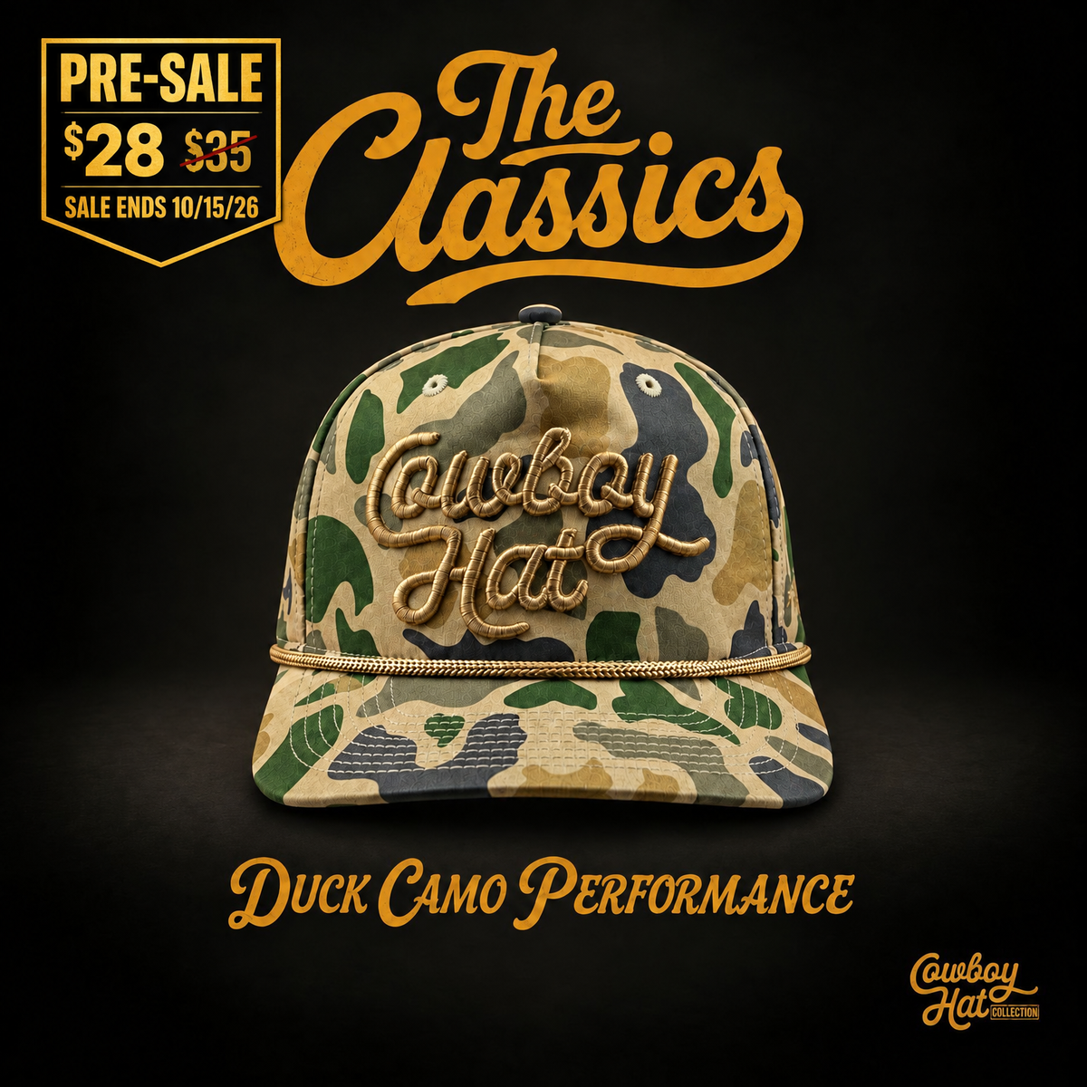 Duck Camo Script “Cowboy Hat” - Performance Hat