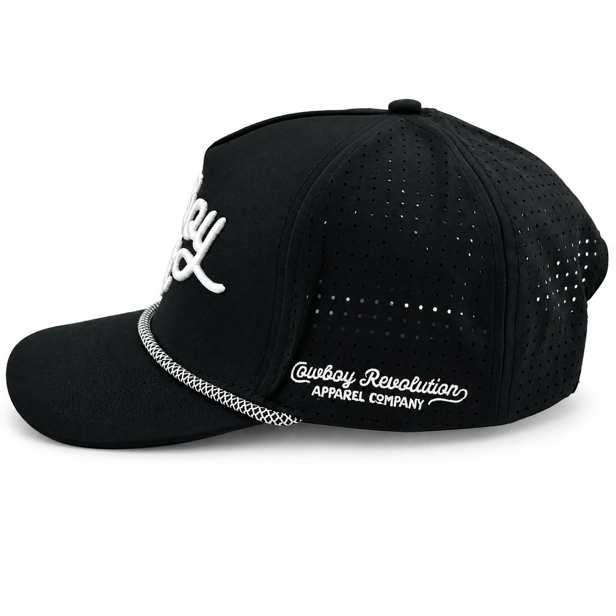 Cowboy Hat Summer Edition performance rope hat black - profile view on white