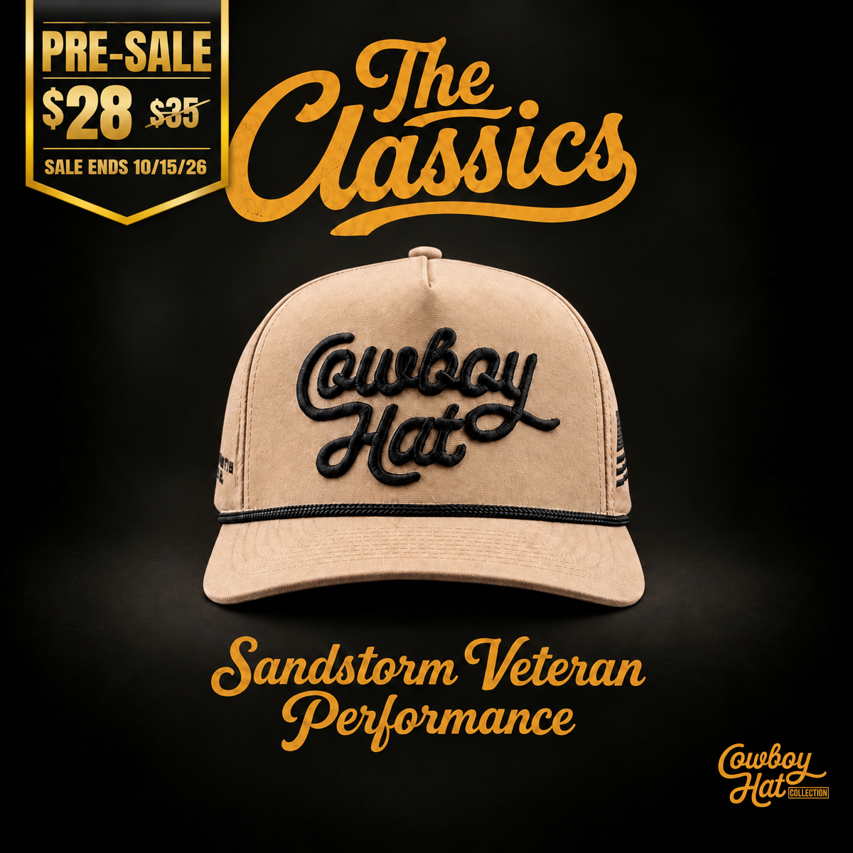 Sandstorm Veteran Script “Cowboy Hat” - Performance Hat