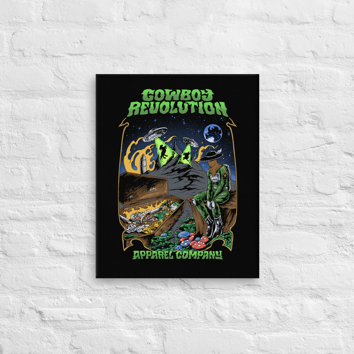 "Old Habits Die Hard" Cowboy Revolution Thin Canvas