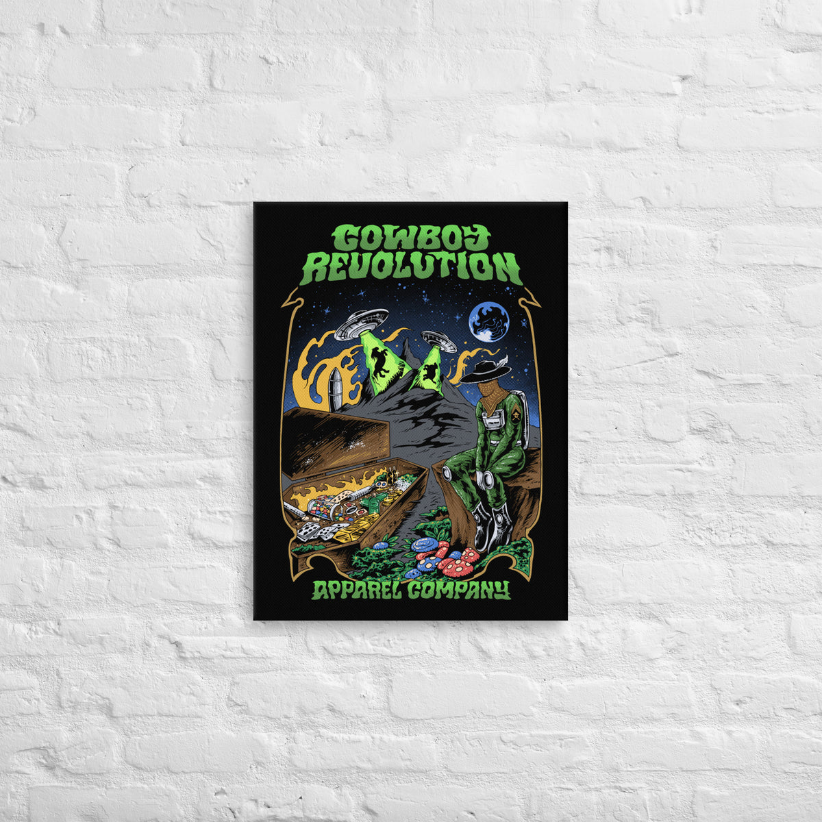 "Old Habits Die Hard" Cowboy Revolution Thin Canvas