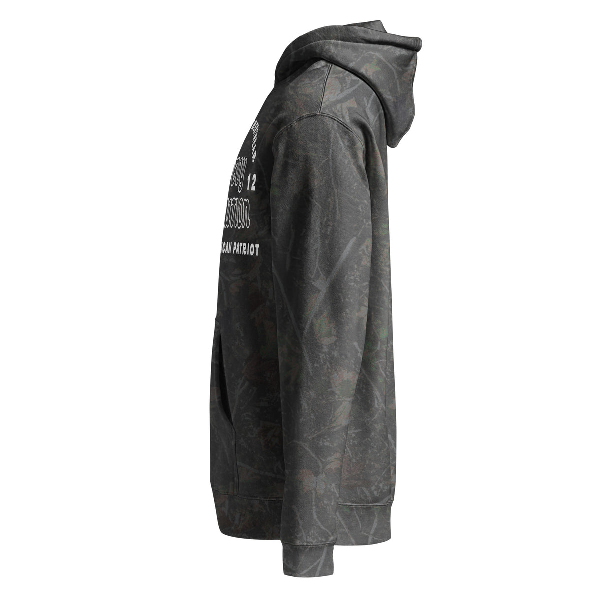Cowboy Revolution Western Streetwear logo heavyweight hoodie in Darkwood Tree Camo, left view