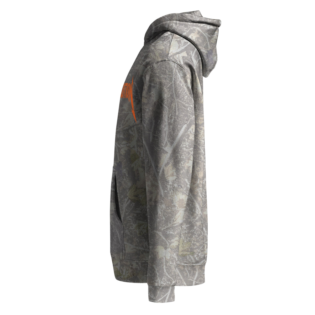 Cowboy Revolution Shocker logo heavyweight hoodie in Deadwood Tree Camo, left view