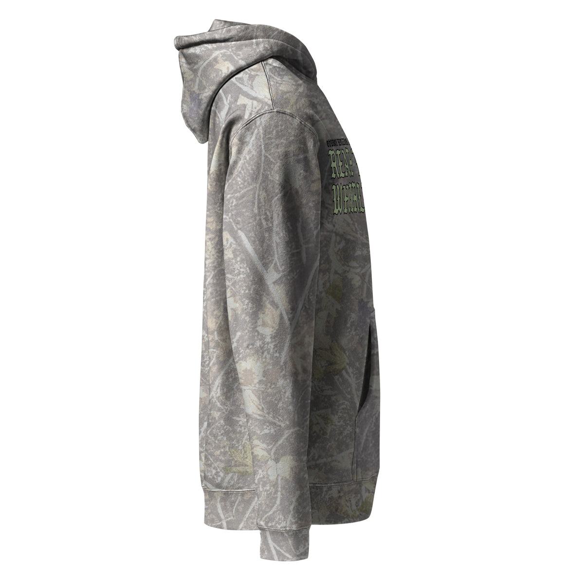 Cowboy Revolution Reap The Whirlwind Camo Heavyweight Hoodie in Deadwood Tree Camo, right side view