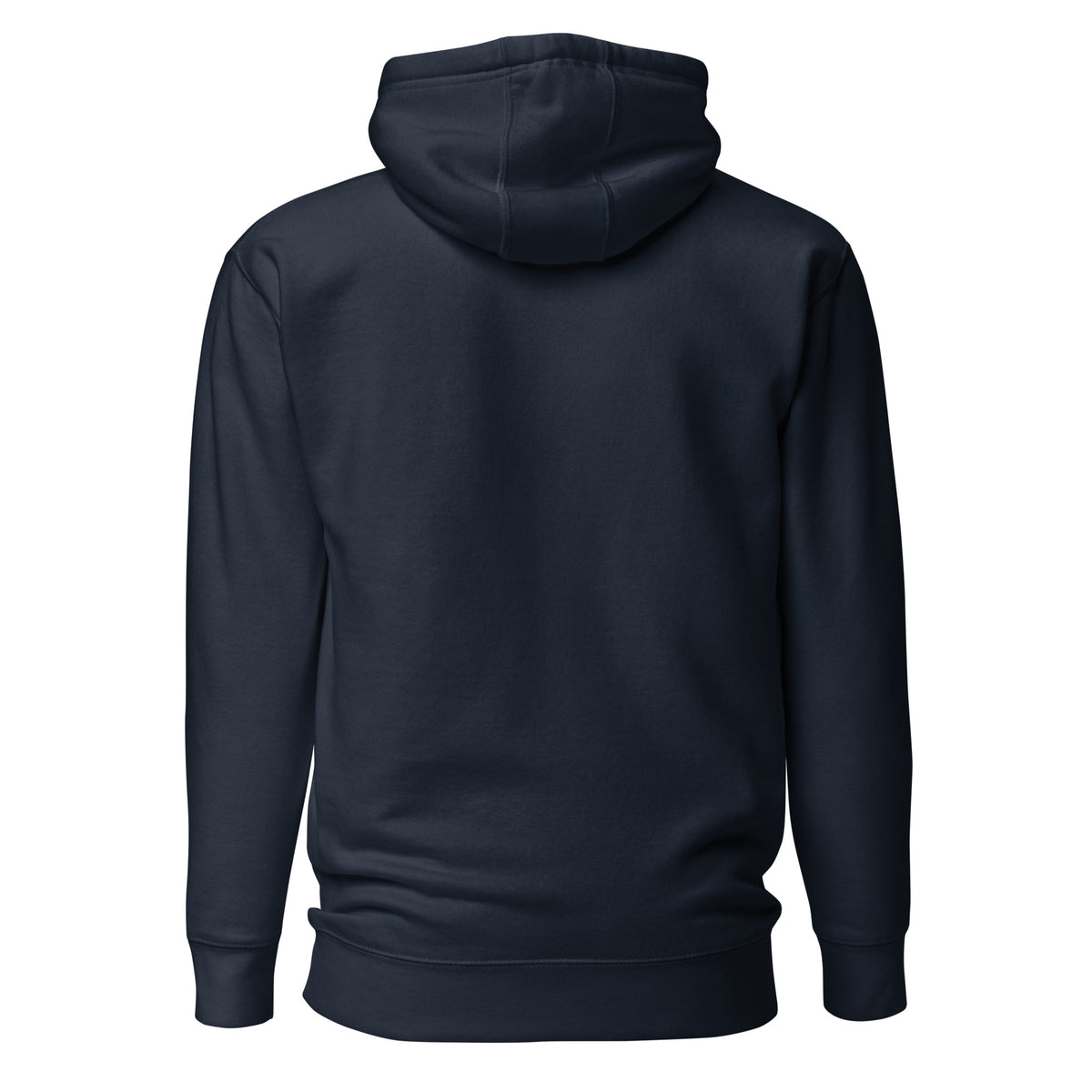 Cowboy Code #8 Talk Less Say More premium hoodie in navy with tattoo-flash skull graphic, back view