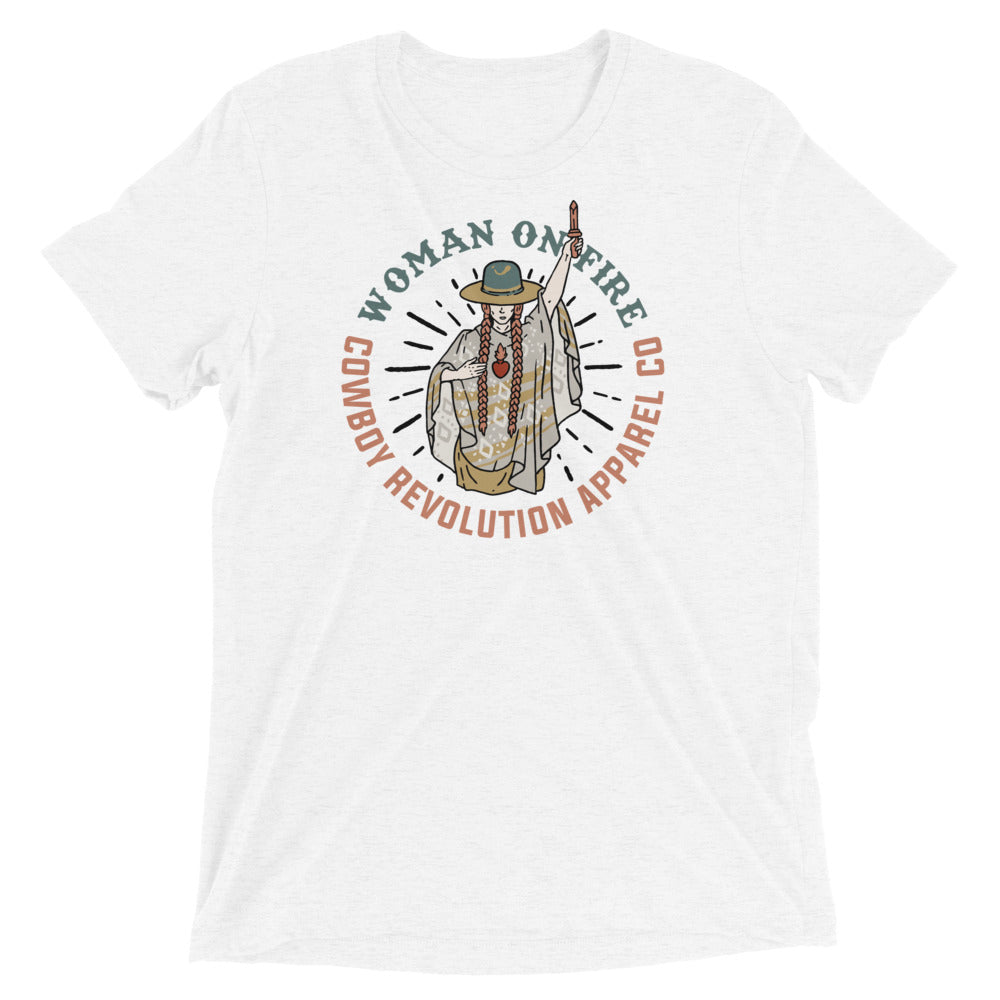 "Woman On Fire" Cowboy Revolution Unisex Short Sleeve Tri-Blend Tee