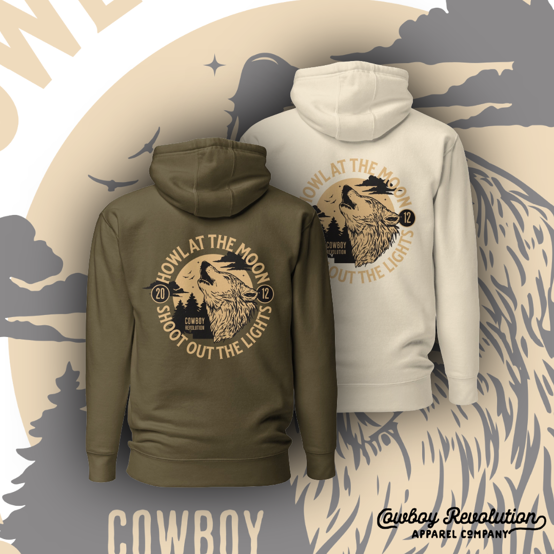 "Howl At The Moon" Cowboy Revolution Outdoors Premium Hoodie