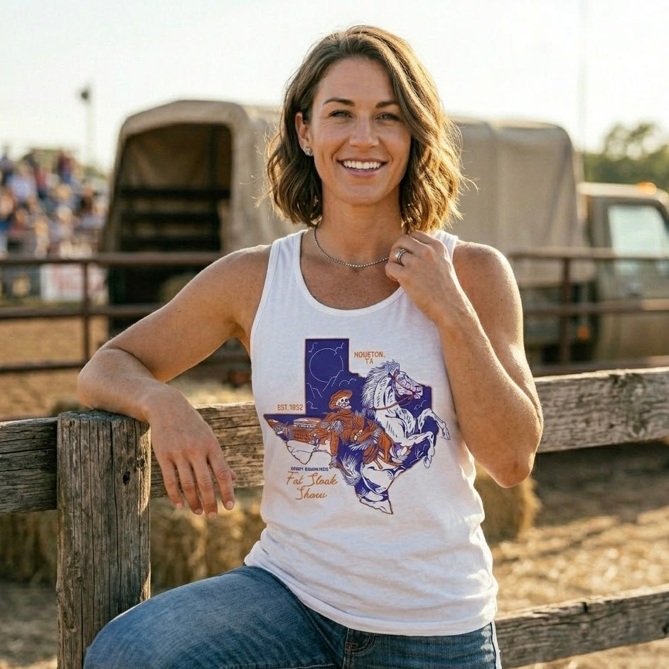 "Houston Fat Stock Show" Premium Unisex Tank Top