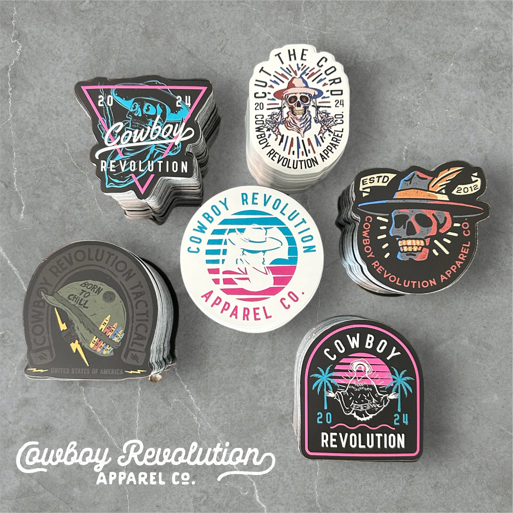 Cowboy Revolution Apparel Co. Sticker Pack #1 (Set of Six - 3" x 3")