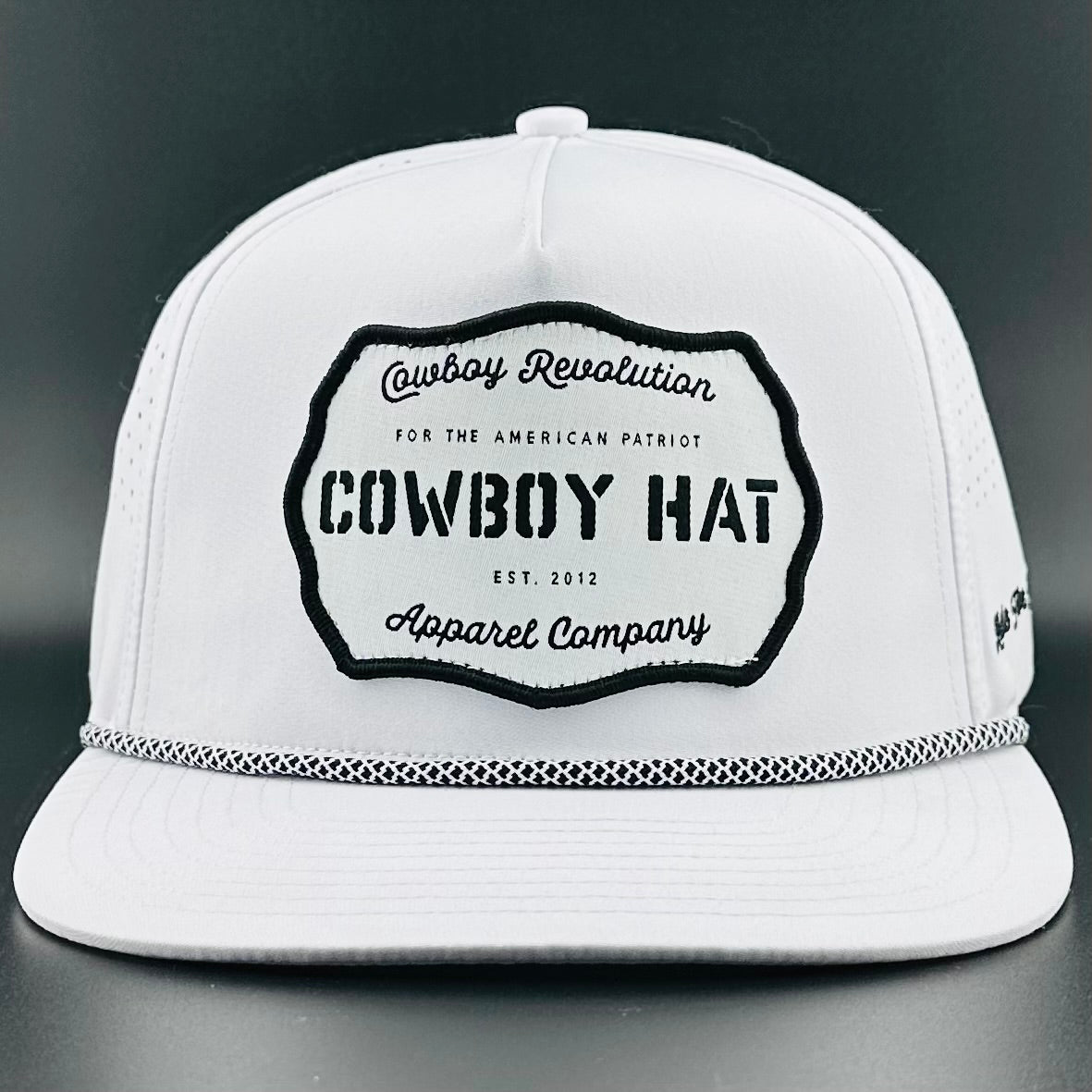 “Cowboy Hat” White Performance Patch Hat - Cowboy Revolution