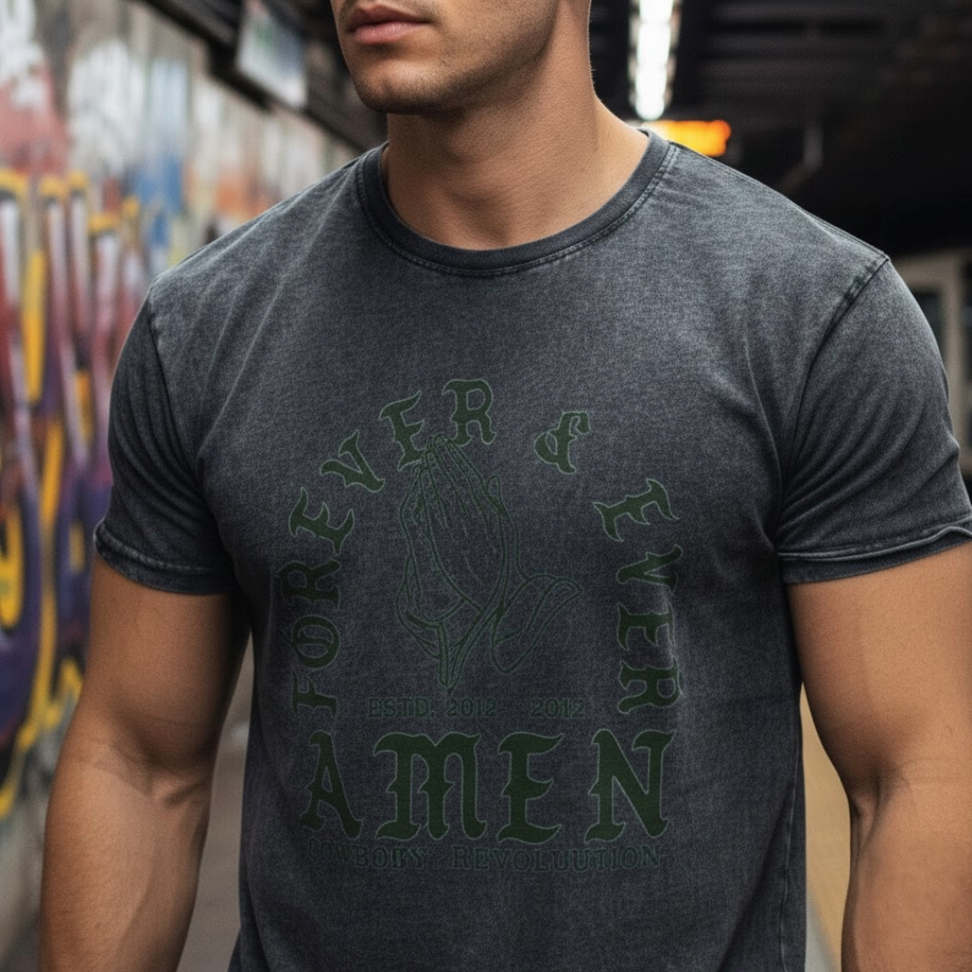 "Forever & Ever Amen" Premium Denim Wash Tee