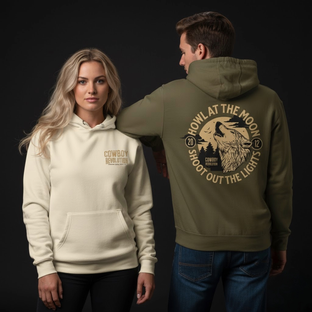 "Howl At The Moon" Cowboy Revolution Outdoors Premium Hoodie