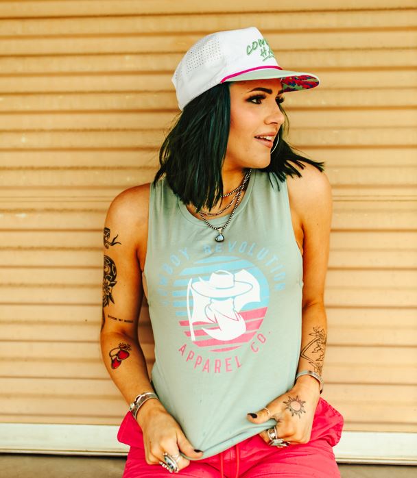 "Neon Sunset" Cowboy Revolution Women's Muscle Tank