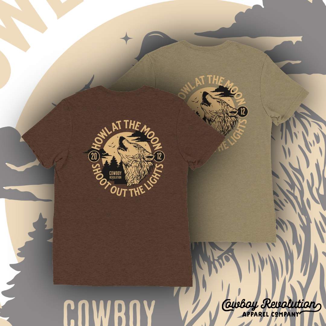 "Howl At The Moon" Cowboy Revolution Outdoors Short Sleeve Tri-Blend Tee