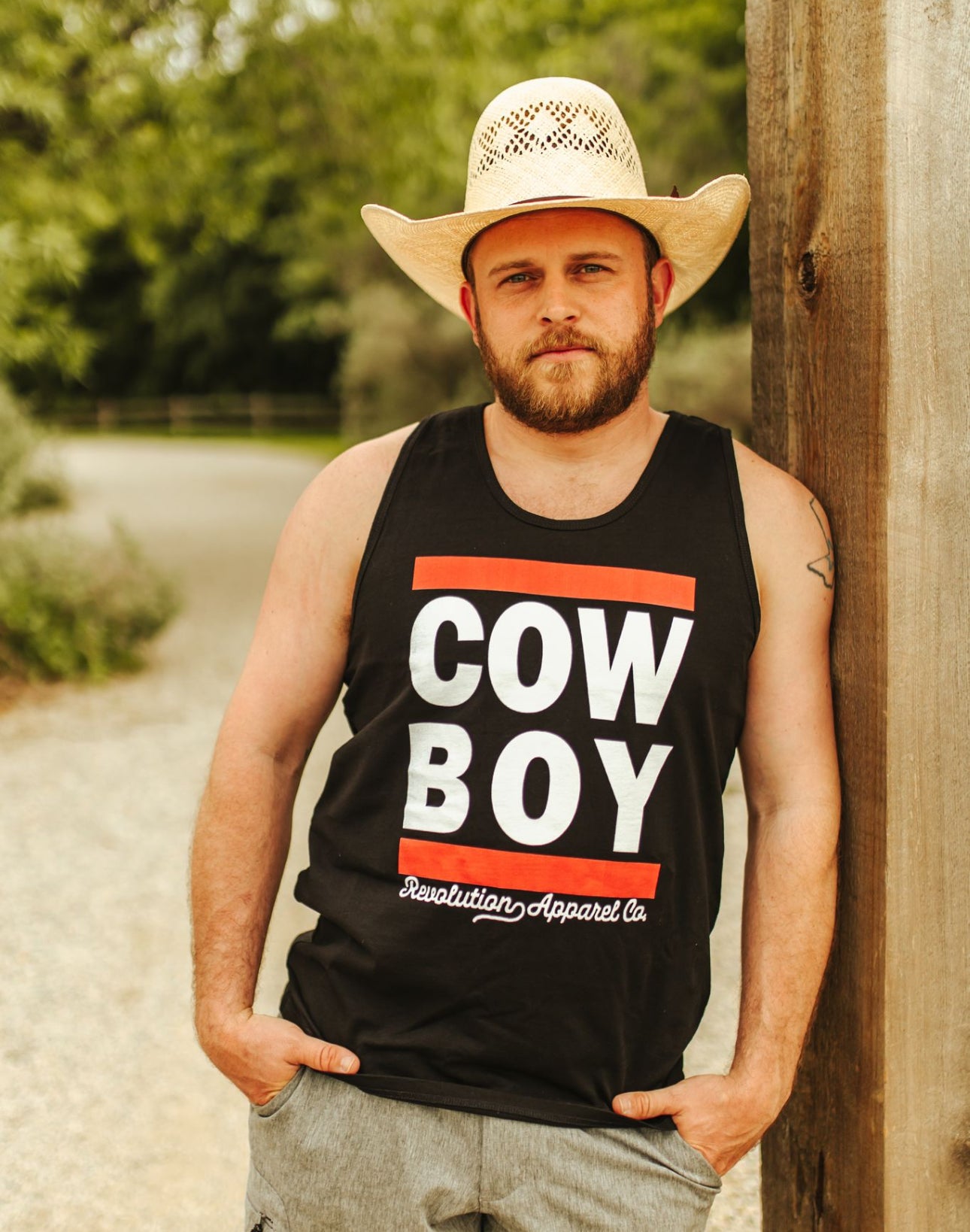 "R.U.N. COWBOY" Cowboy Revolution Premium Tank Top