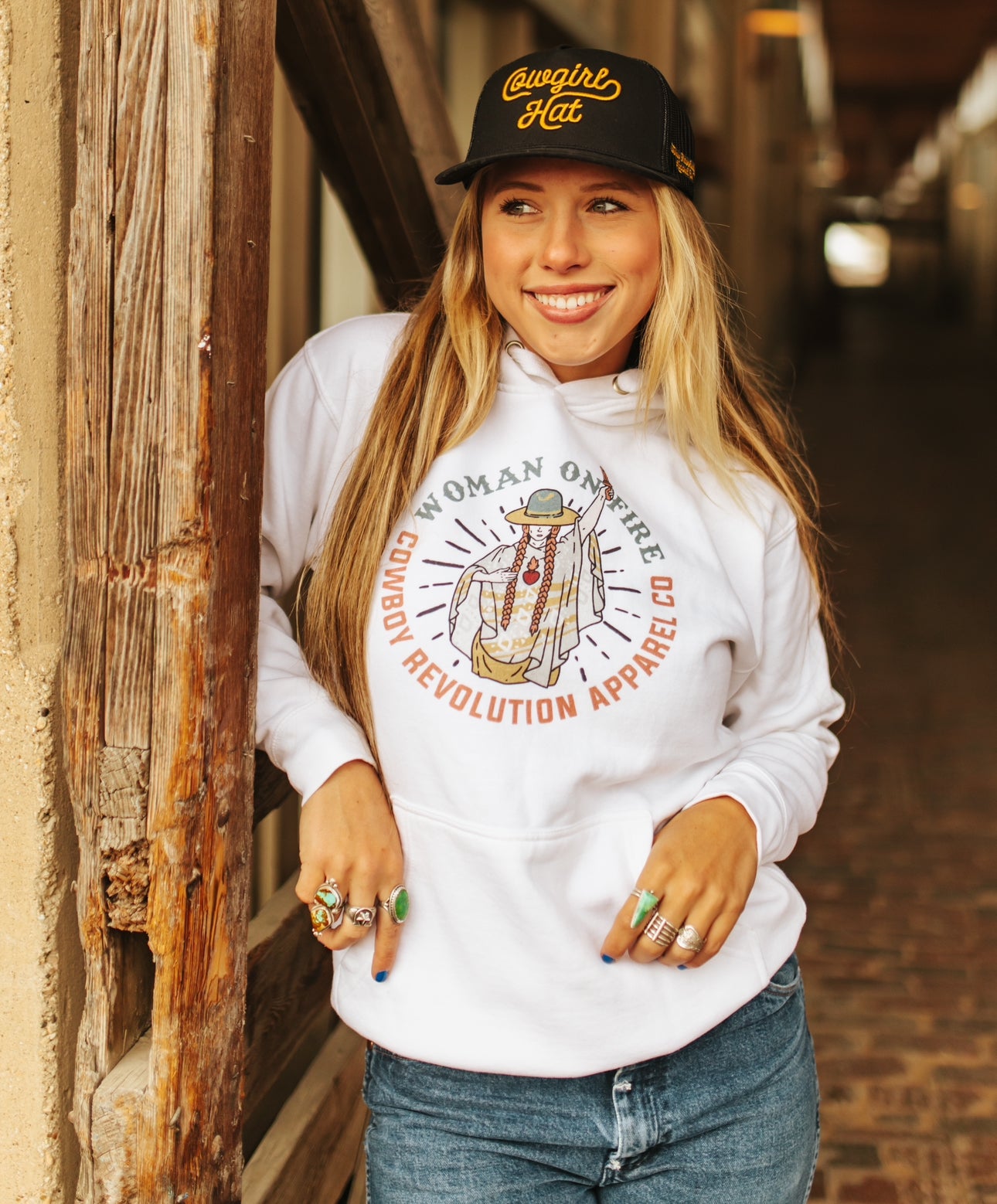 "Woman On Fire" Cowboy Revolution Premium Unisex Hoodie