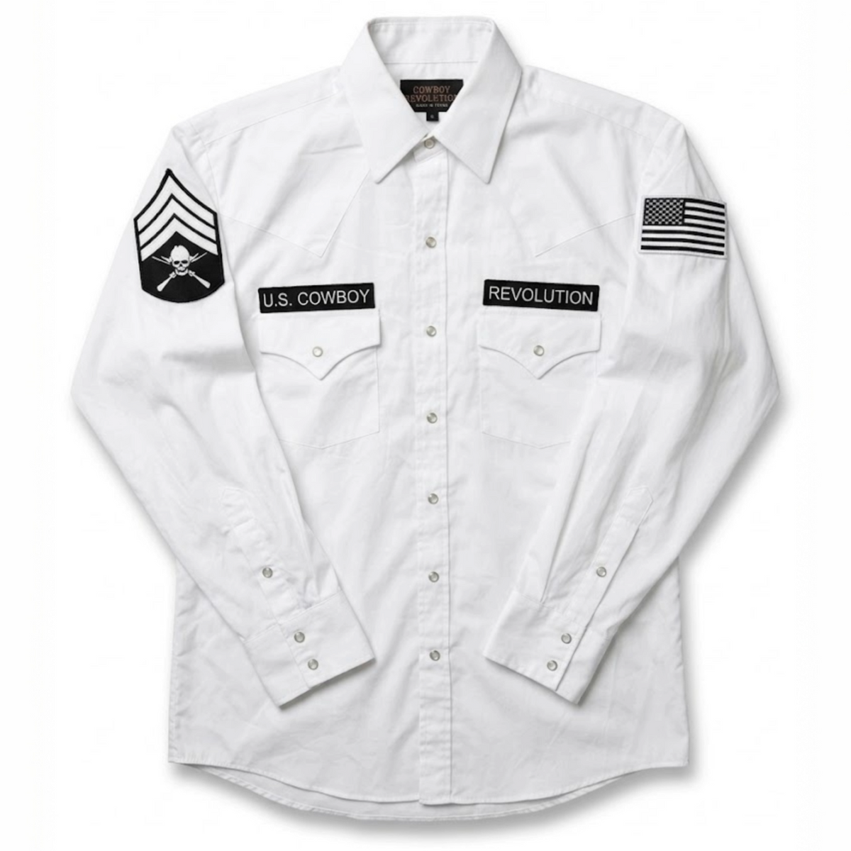 Cowboy Revolution Custom Pearl Snap - Long Sleeve - White (Size S)