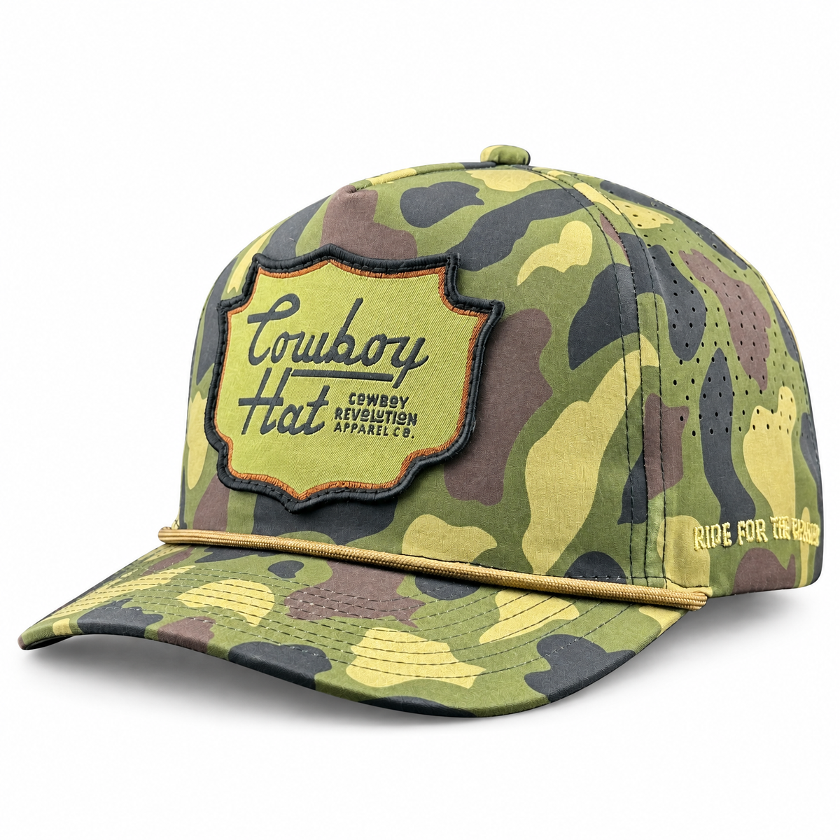 Woodland Camo Patch “Cowboy Hat” - Performance Rope Hat