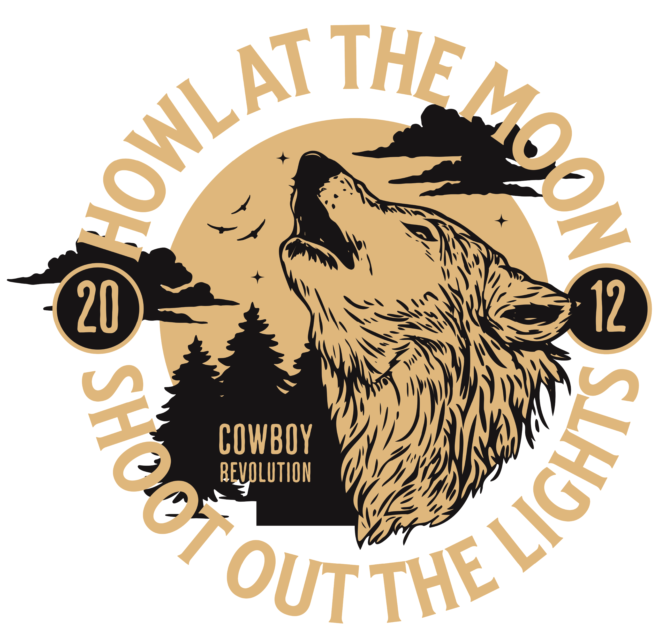 "Howl At The Moon" Cowboy Revolution Outdoors Short Sleeve Tri-Blend Tee