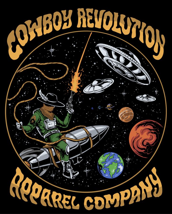 "Cosmic Rodeo" Cowboy Revolution Short Sleeve Tee (White)