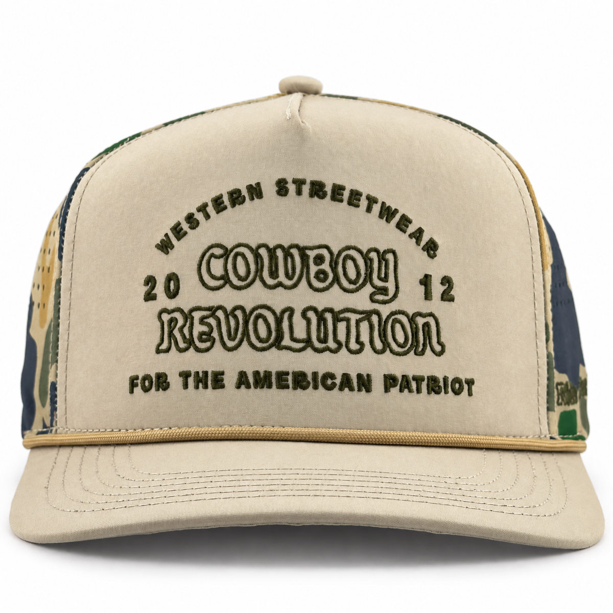 Cowboy Revolution The Point "Western Streetwear" Logo in Khaki / Duck Camo, front view