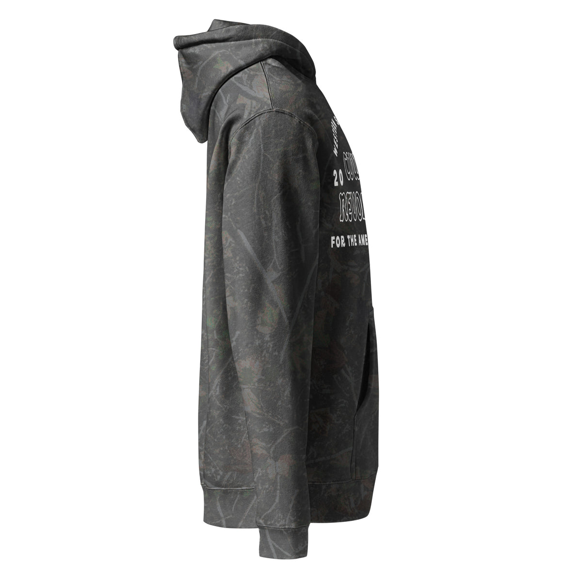 Cowboy Revolution Western Streetwear logo heavyweight hoodie in Darkwood Tree Camo, right view