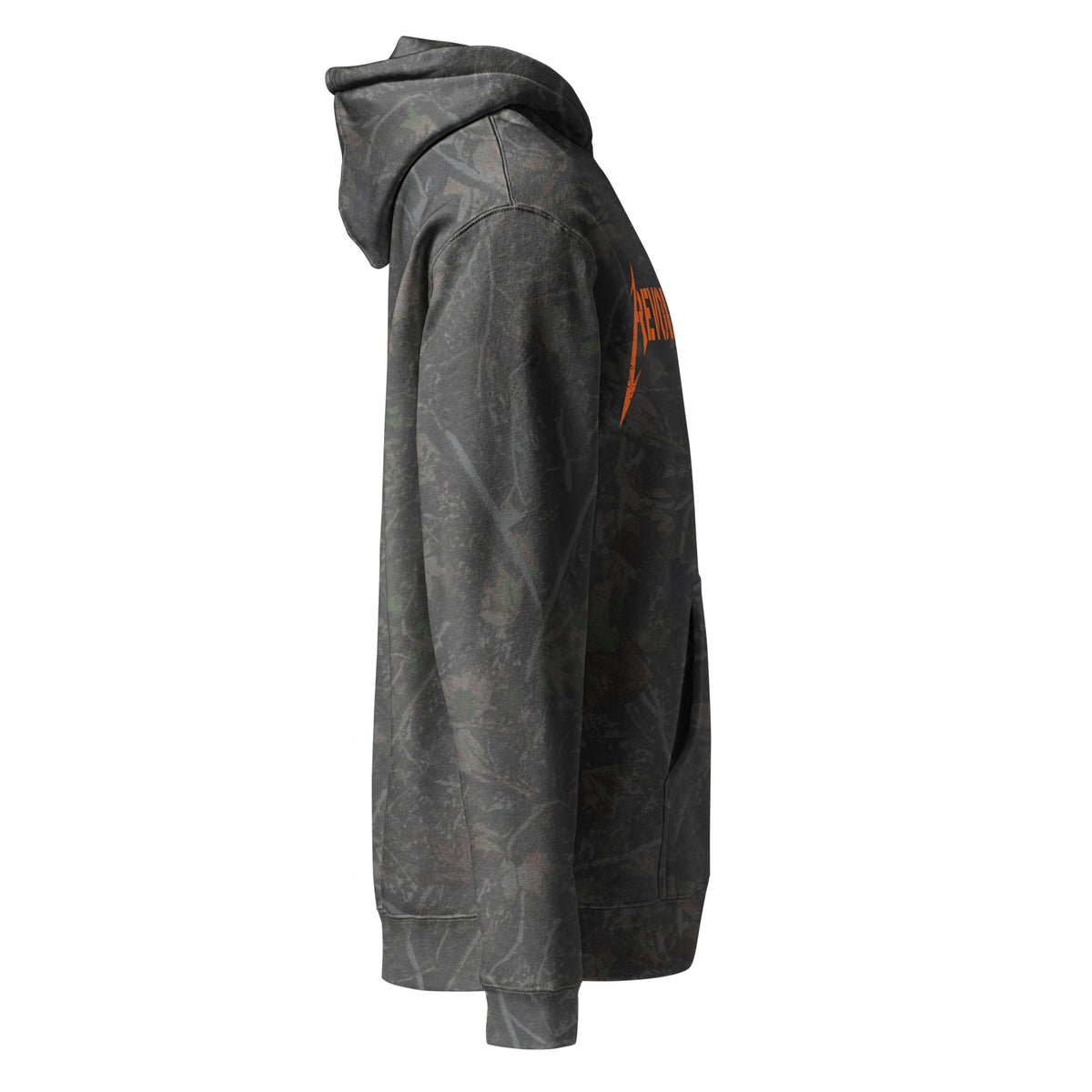 Cowboy Revolution Shocker logo heavyweight hoodie in Darkwood Tree Camo, right view