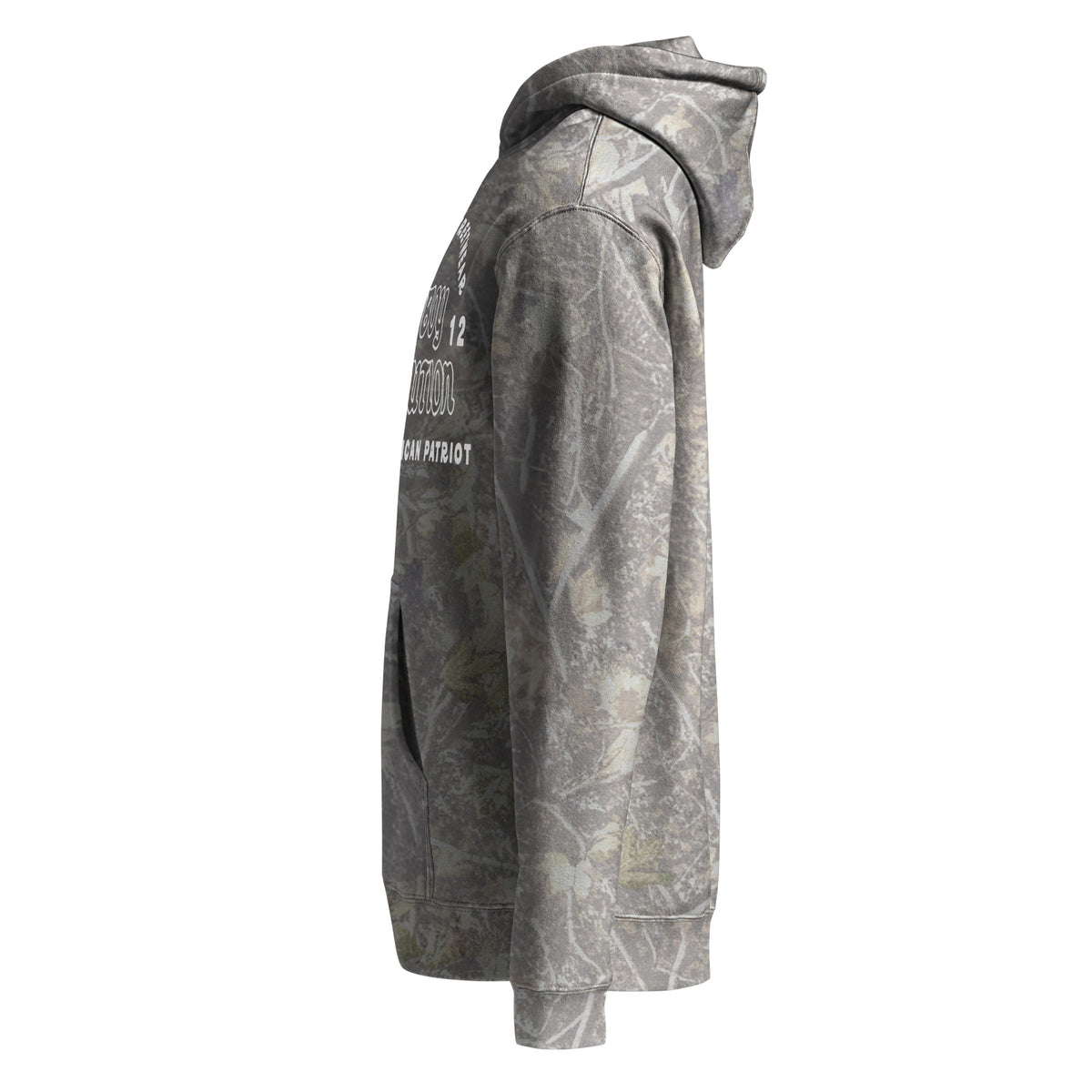 Cowboy Revolution Western Streetwear logo heavyweight hoodie in Deadwood Tree Camo, left view