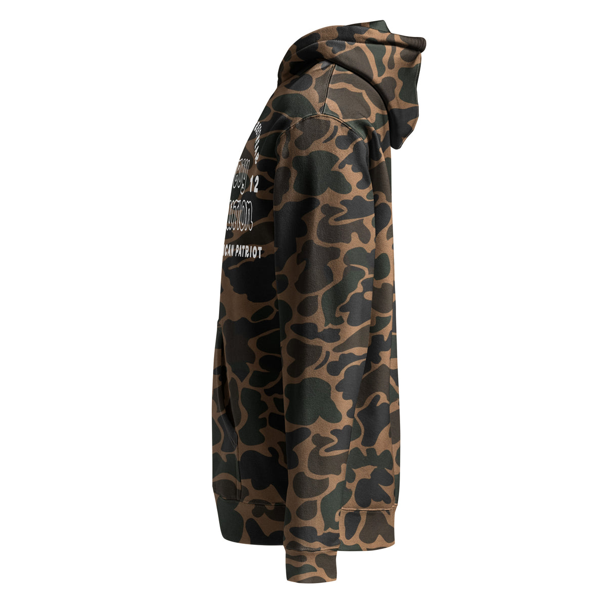 Cowboy Revolution Western Streetwear logo heavyweight hoodie in Duck Camo, left view