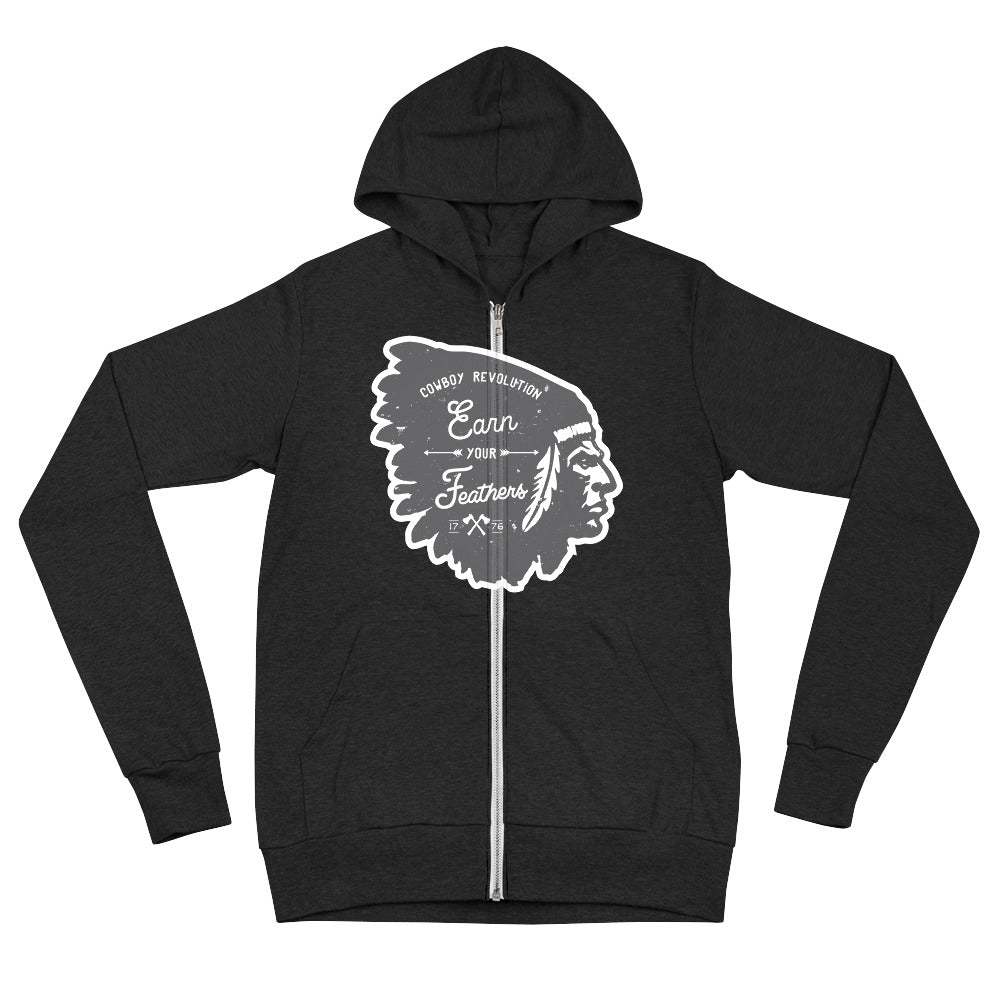 "Earn Your Feathers" Cowboy Revolution Unisex zip hoodie