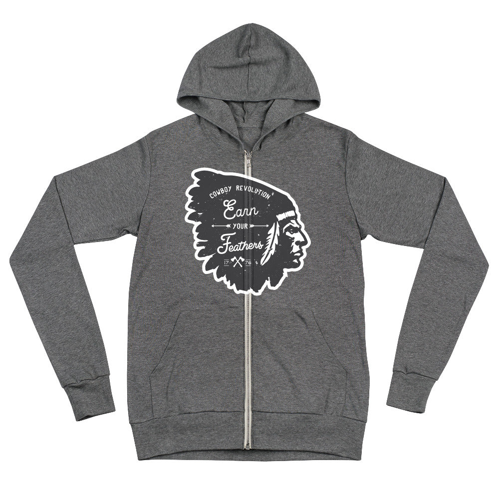 "Earn Your Feathers" Cowboy Revolution Unisex zip hoodie