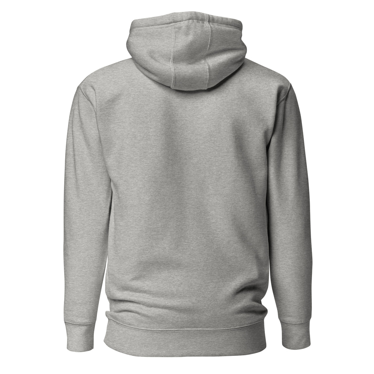 Cowboy Code #9 No Sellout premium hoodie in carbon grey with American flag badge, back view