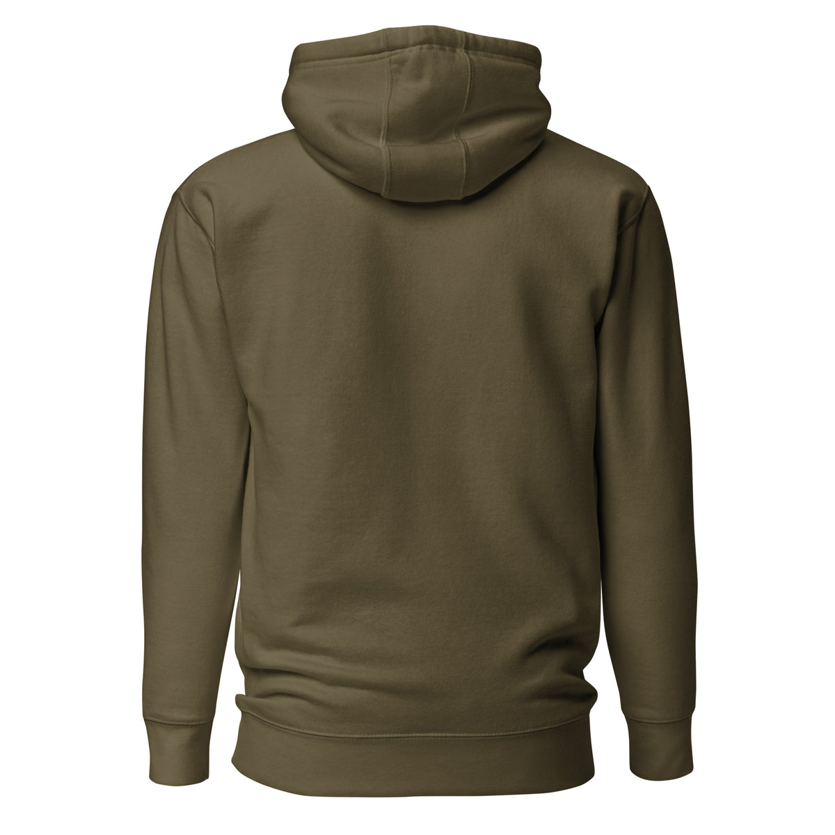 Cowboy Code #2 Work premium hoodie in military green with tiger graphic, back view
