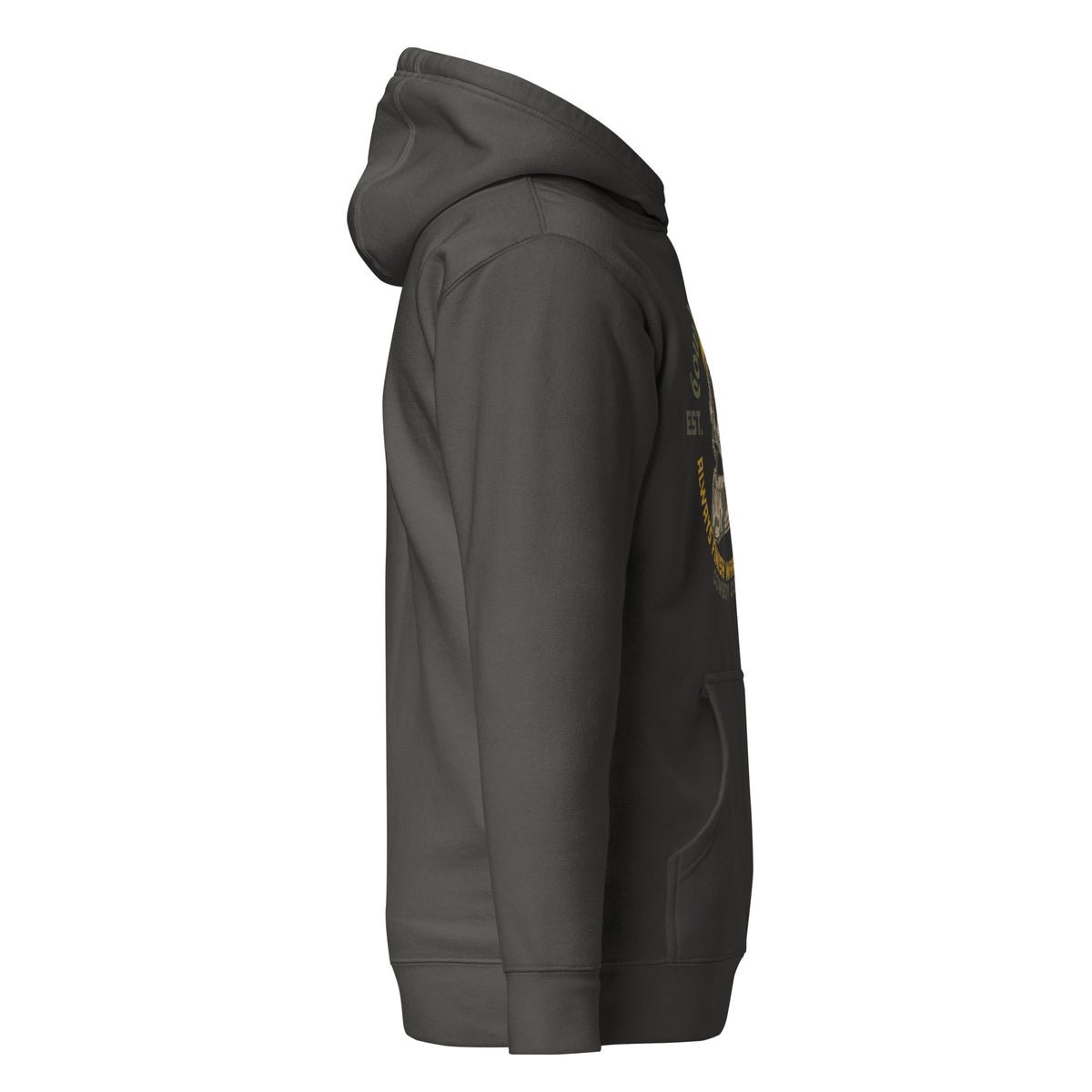 Cowboy Code #3 Finish premium hoodie in vintage black with skull graphic, right view