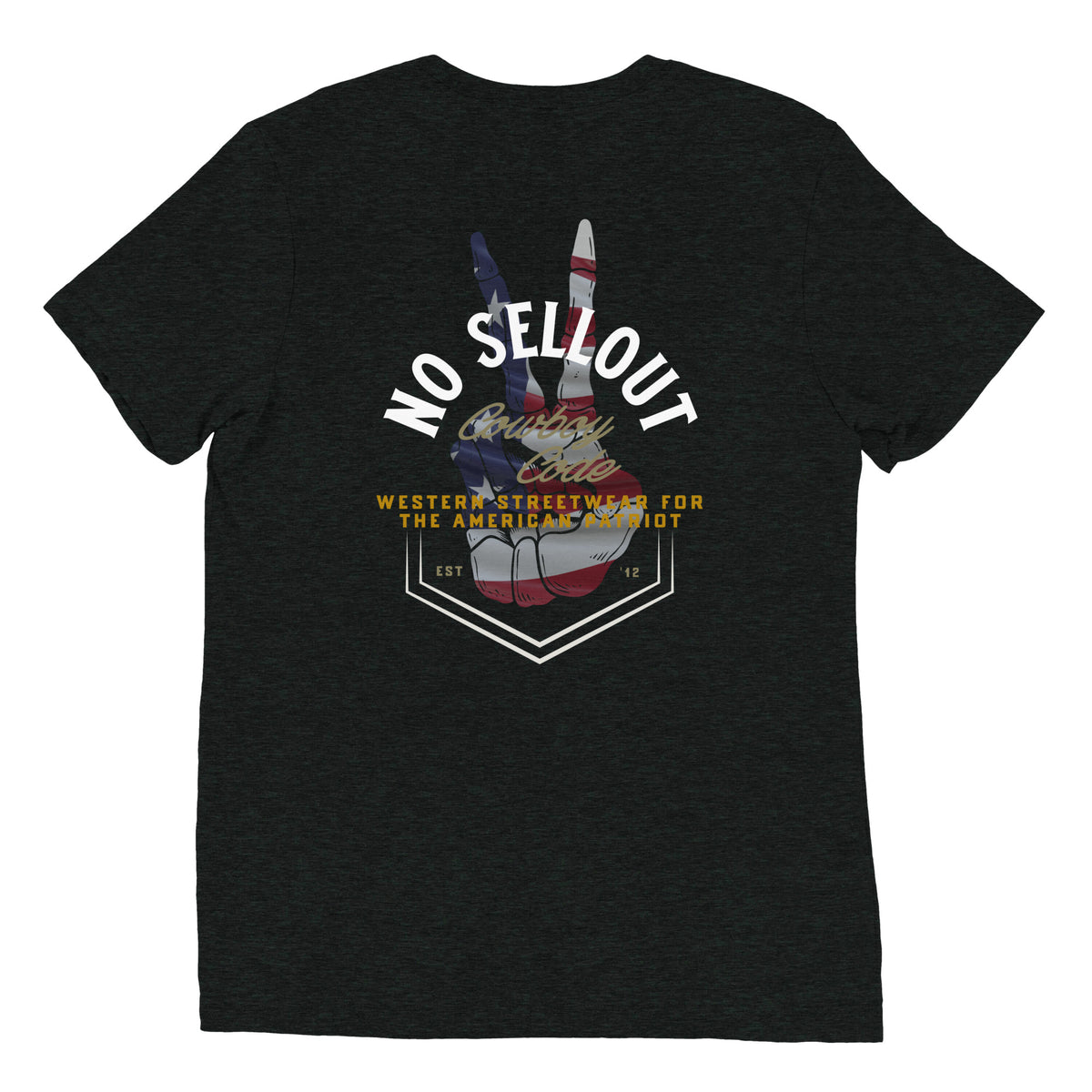Cowboy Code #9 No Sellout tee in Charcoal-Black, back view, Cowboy Revolution Western graphic t-shirt