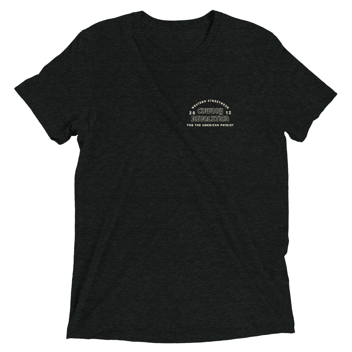 Cowboy Code #1 Live Each Day With Courage tee in Charcoal-Black, front view, Cowboy Revolution Western graphic t-shirt