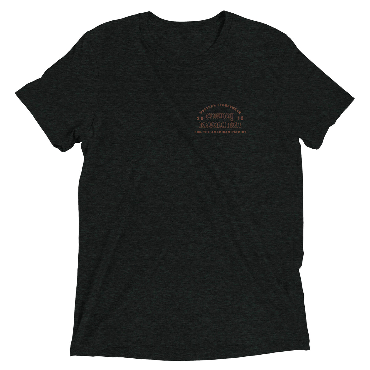 Cowboy Code #6 Keep Your Promises tee in Charcoal-Black, front view, Cowboy Revolution Western graphic t-shirt