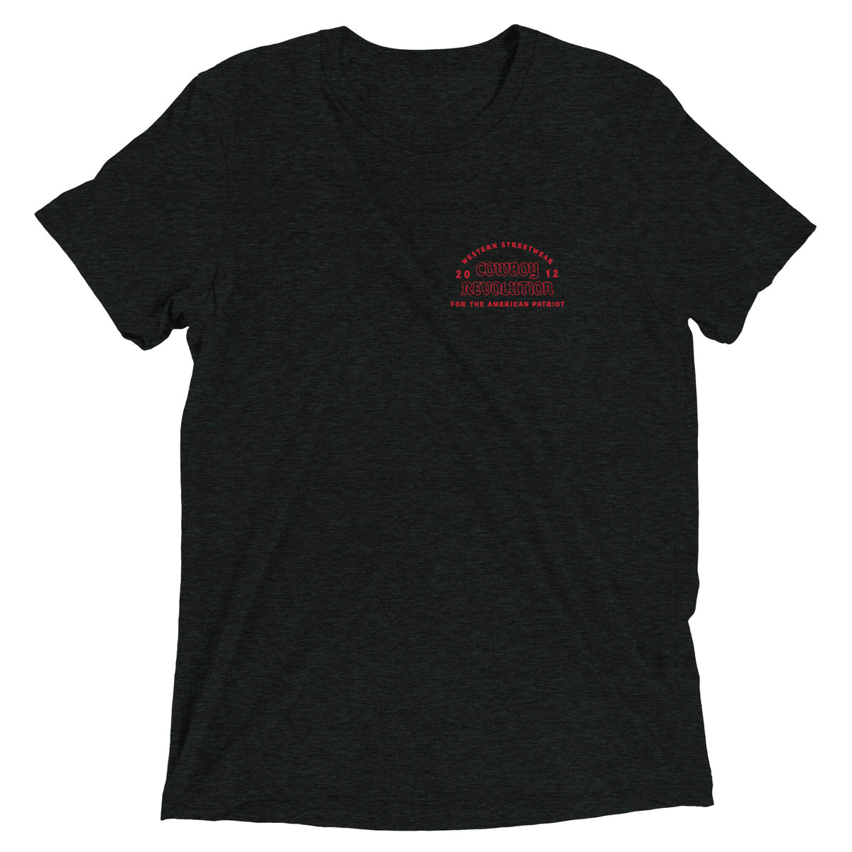 Cowboy Code #10 Know Where to Draw the Line tee in Charcoal-Black, front view, Cowboy Revolution Western graphic t-shirt