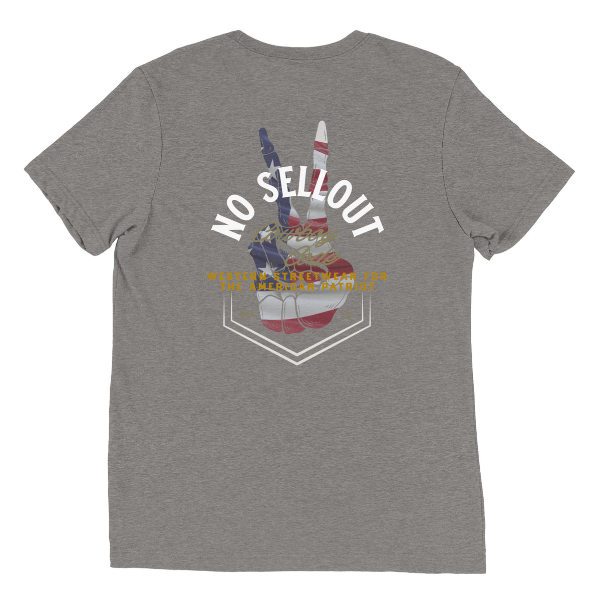 Cowboy Code #9 No Sellout tee in Grey, back view, Cowboy Revolution Western graphic t-shirt