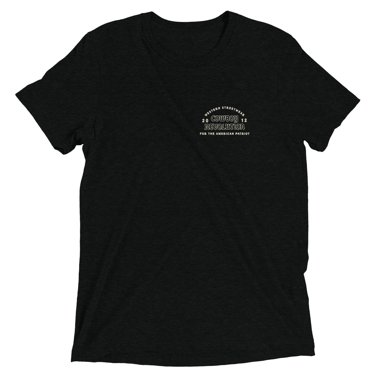 Cowboy Code #1 Live Each Day With Courage tee in Solid Black, front view, Cowboy Revolution Western graphic t-shirt