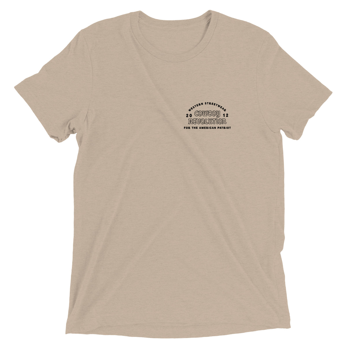 Cowboy Code #2 Take Pride in Your Work tee in Tan, front view, Cowboy Revolution Western graphic t-shirt